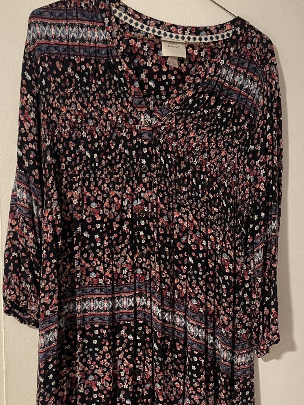 Knox Rose Womens Dress Black floral size L